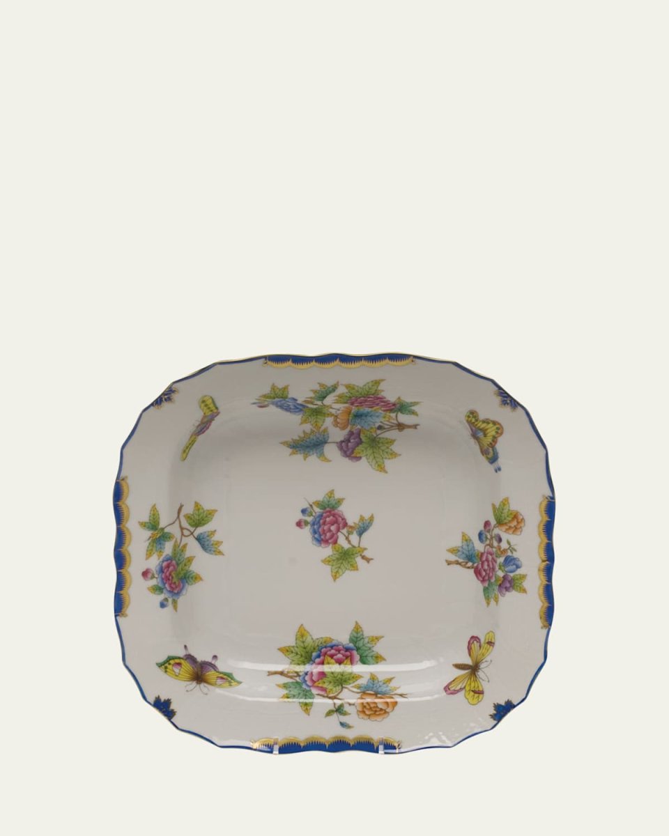 Queen Victoria Blue Square Fruit Dish